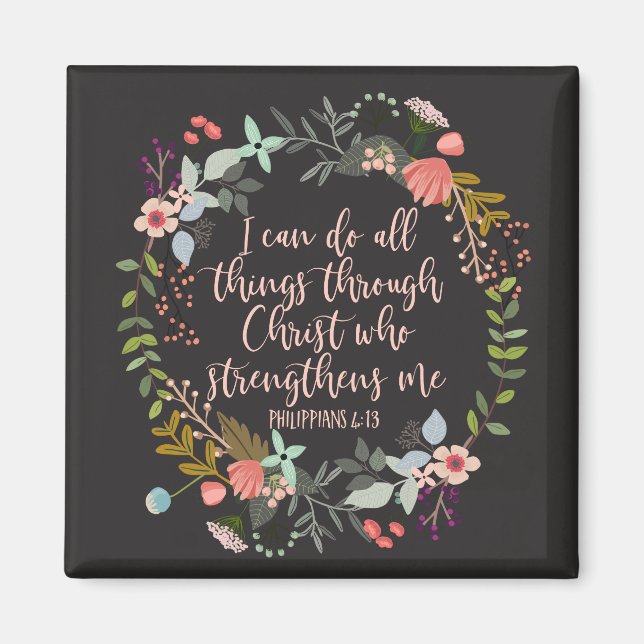 All things through Christ Philippians Bible Verse Magnet (Front)