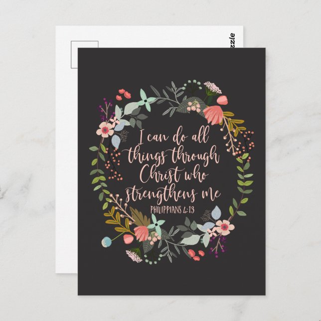 All things through Christ Philippians Bible Verse Postcard (Front/Back)