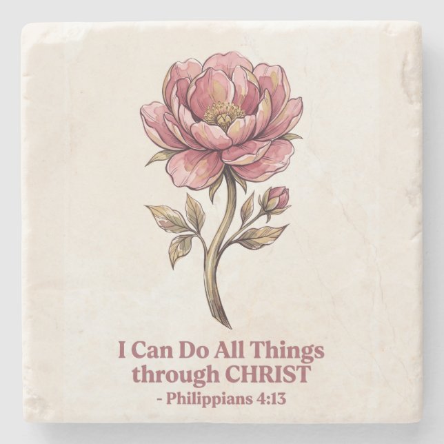 All Things Through Christ Stone Coaster (Front)