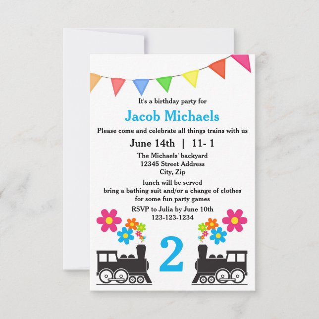 All Things Trains - 3x5 Birthday Invitation (Front)