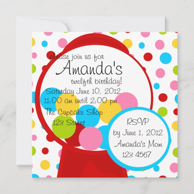 All Those Gumballs! Invitation (Front)