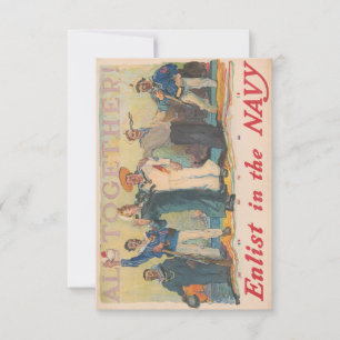 All Together! Enlist In The Navy WWI Poster Invitation