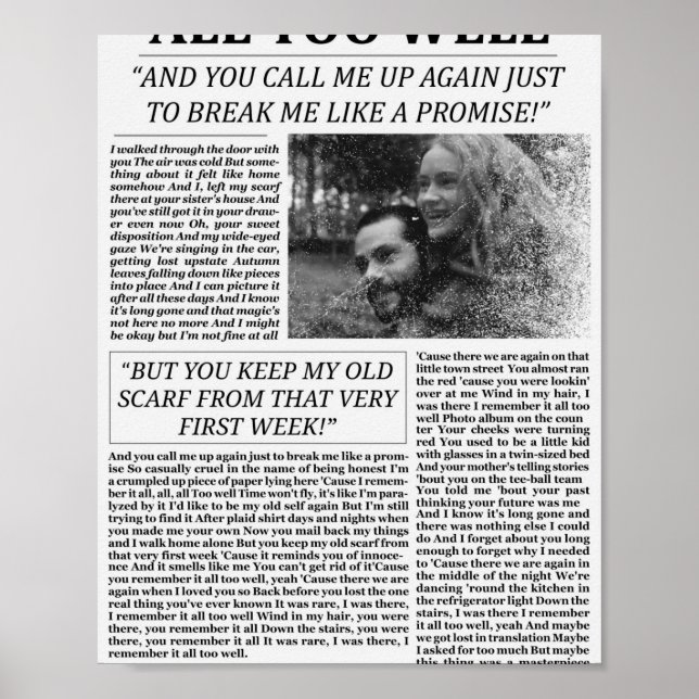 All Too Well Newspaper  Poster (Front)