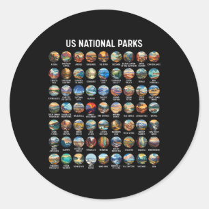 All Us National Park Checklist Bucket List Of Nati Classic Round Sticker