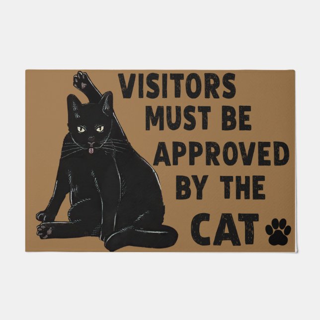 All Visitors Must Be Approved By Cat, Personalised Doormat (Front)