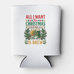 All Want Christmas Brew Beer Glasses Pine Hops Can Cooler