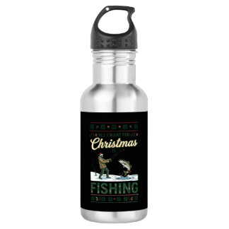 All Want Christmas Is Fishing Fisherman Fish Snowf 532 Ml Water Bottle