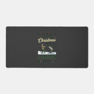 All Want Christmas Is Fishing Fisherman Fish Snowf Desk Mat