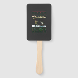 All Want Christmas Is Fishing Fisherman Fish Snowf Hand Fan