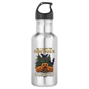 All Want Christmas Is Halloween Pumpkins Trees Bat 532 Ml Water Bottle