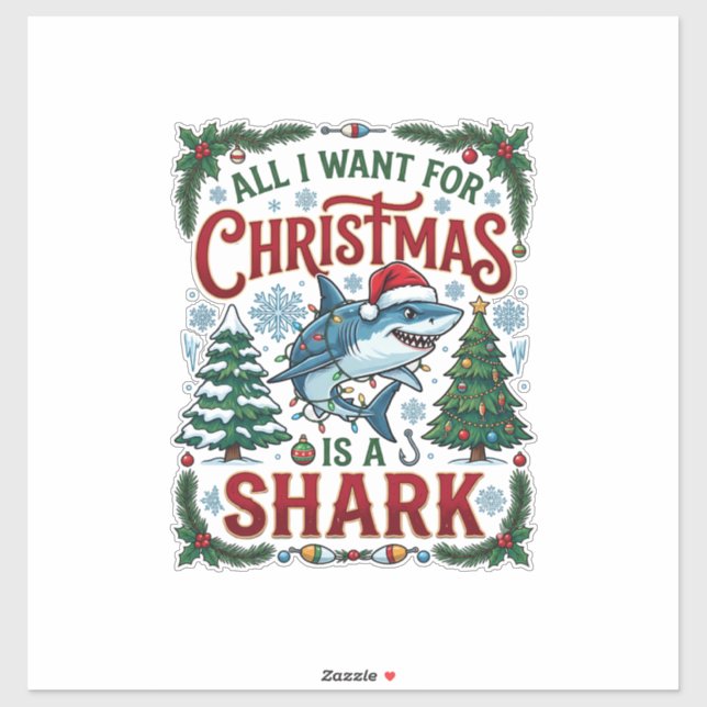 All Want Christmas Shark Pine Trees (Sheet)