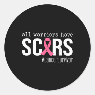 All Warriors Have Scars Pink Ribbon Breast Cancer  Classic Round Sticker