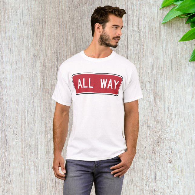 All Way Classic Red Traffic Street Sign  T-Shirt (Creator Uploaded)