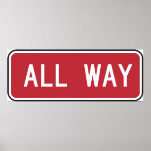 All Way Sign On Red