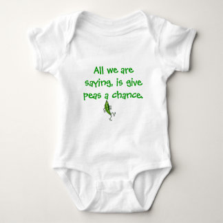 All we are saying, is give peas a chance. baby bodysuit