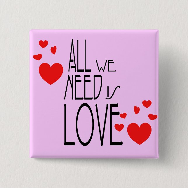 all we need is love 15 cm square badge (Front)