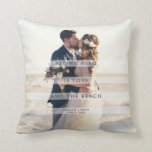 All We Need is Love and the Beach Wedding Photo Cushion<br><div class="desc">Beautiful keepsake throw pillow for the newlywed couple featuring two of their wedding photos. The front side of pillow is printed with photo and reads "All we need is love and the beach" and is customized with their names and wedding date. Add a second wedding day photo to the backside...</div>