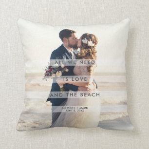 All We Need is Love and the Beach Wedding Photo Cushion