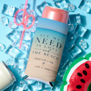 All We Need Is Love Beach Wedding Favour Seltzer Can Cooler