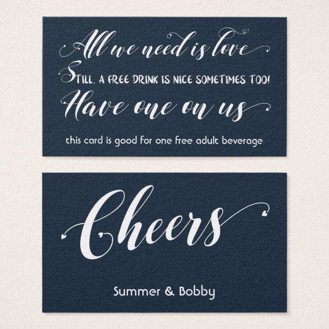 All We Need is Love, Navy Free Drink Ticket (Front & Back)