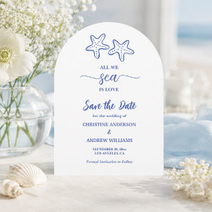 All We Sea is Love Hand Drawn Sea Life  Save The Date