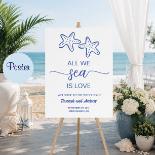 All We Sea is Love Starfish Couple Wedding Welcome Poster