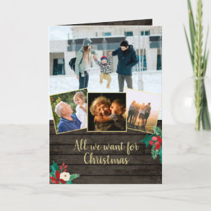All we want for Christmas Barn Wood with Photo Holiday Card