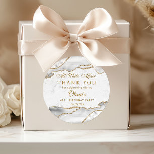 All White Affair Birthday Party Thank you Classic Round Sticker