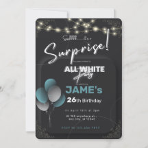 All white affair surprise birthday invitation