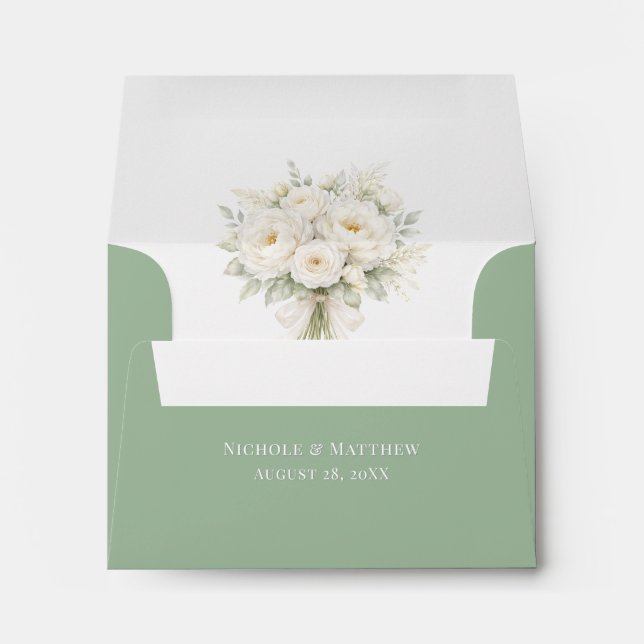 All White Florals Wedding Envelope (Back (Bottom))