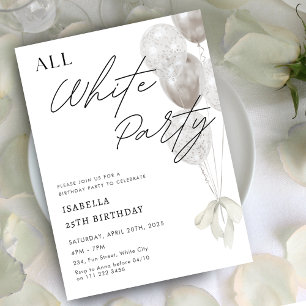 All White Party A Night in White Birthday Invitation