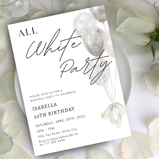 All White Party A Night in White Birthday Invitation (All White Party A Night in White Birthday Invitation)