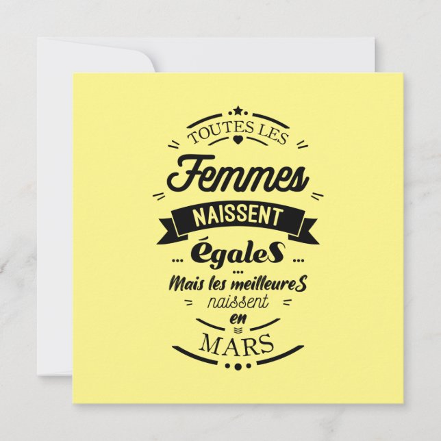 All women are born equal - March Card (Front)