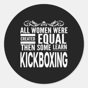 All Women Learn Kickboxing Martial Arts Girl Fight Classic Round Sticker