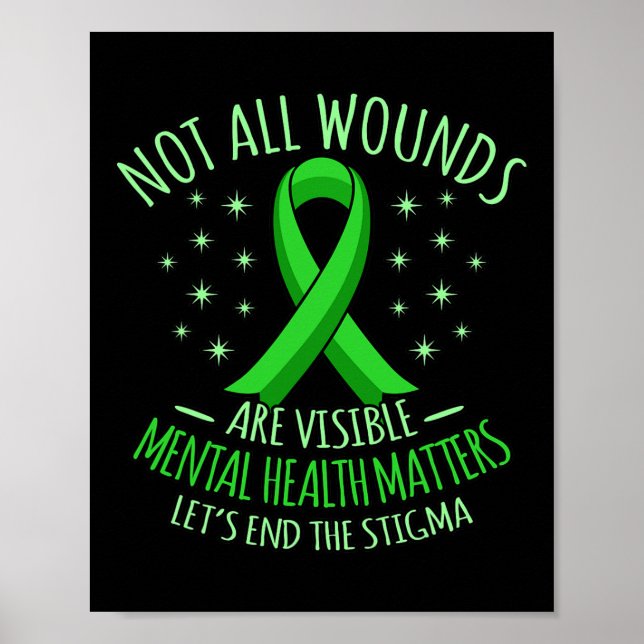 All Wounds Are Visible Mental Health Awareness Gra Poster (Front)