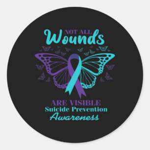 All Wounds Are Visible Suicide Awareness Mental He Classic Round Sticker