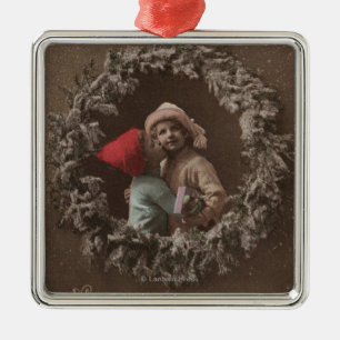 All XMAS Joys Be ThineLittle Kids Kissing Metal Ornament