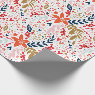 All Year Festive White Floral Gift Wrapping Paper