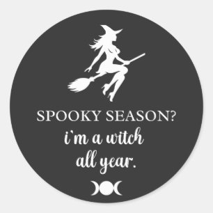 all year witch • witchcraft graphic classic round sticker
