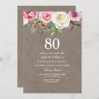 All Years Vintage White & Pink Roses Birthday
