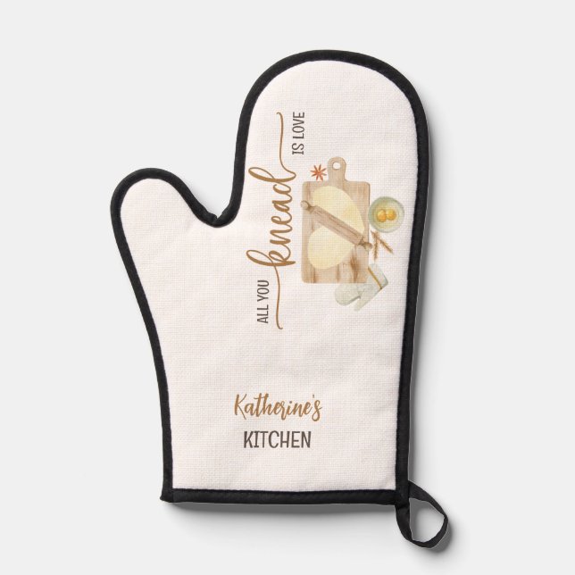 ALL YOU KNEAD IS LOVE Oven Mitt and Pot Holders (Front)