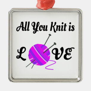 All You Knit Is Love Design Knitting Enthusiasts Metal Ornament