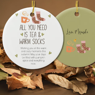 All you need is Autumn with a custom message Ceramic Ornament
