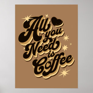 All you need is coffee, quotes poster