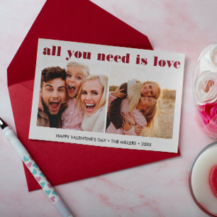 ALL YOU NEED IS LOVE 2 Photo Valentine's Day heart Card