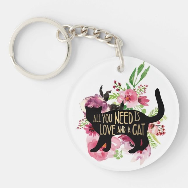 All You Need Is Love & A Cat Keychain (Front)