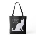 All you need is love and a cat cute black tote bag