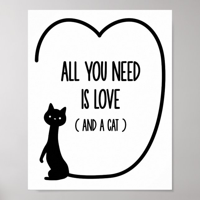 All you need is love and a cat quote wall art (Front)