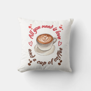 All you need is love and a cup of coffee cushion