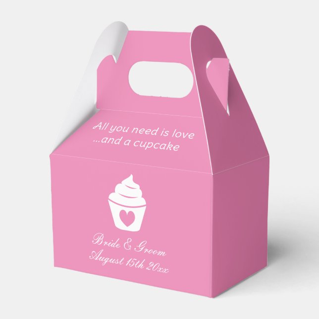 All you need is love and a cupcake sweet wedding favour box (Front Side)
